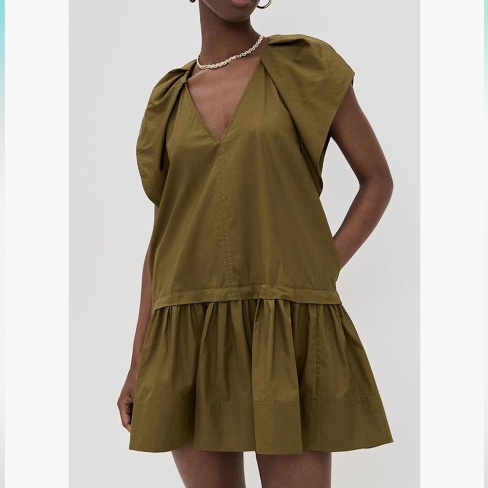 A.L.C. Embress cotton Mini Dress - Olive Green - Picture 3 of 7